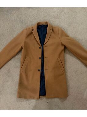 Old Navy Men's Tan Pea Coat with Navy Lining